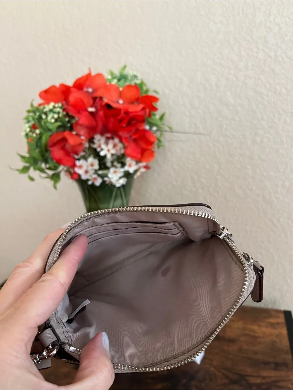 Coach Pebble Leather Double Zip Wristlet
